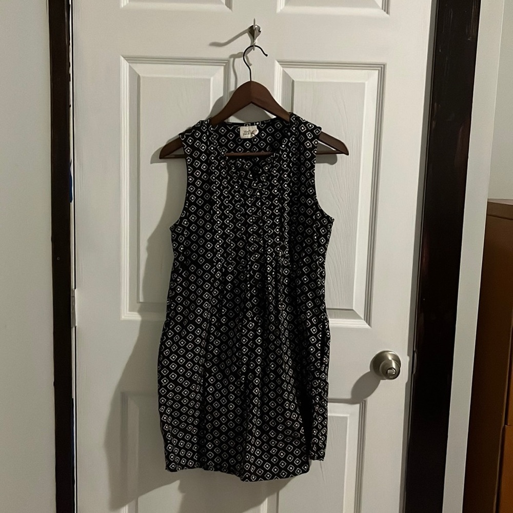 Mara Traders Geometric Black and White Dress with Pockets